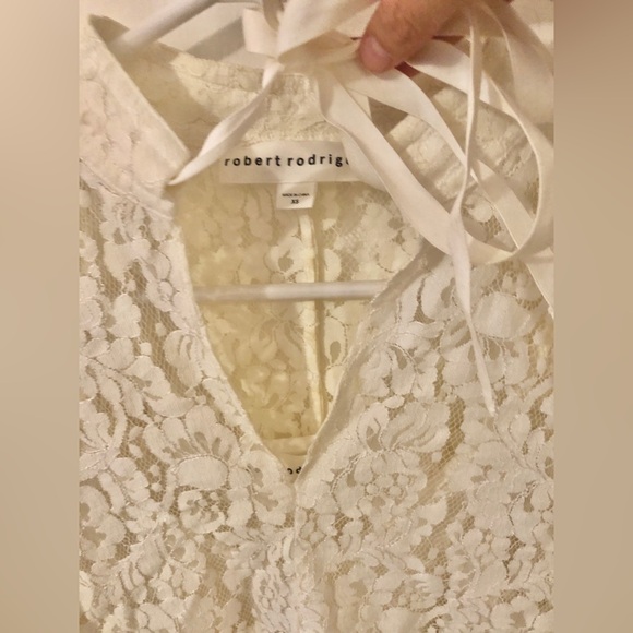 Robert Rodriguez Ivory Lace Tie-Neck Long Bell Sleeve Boho off White Blouse xs - Picture 6 of 11